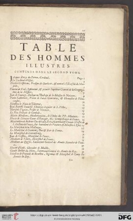 Table des hommes illustres