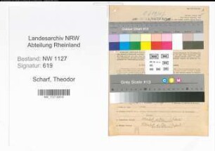 Entnazifizierung Theodor Scharf , geb. 06.02.1898 (Lehrer)
