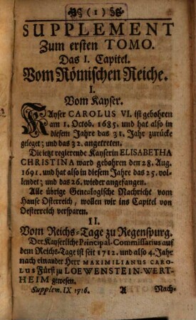 Johann Hübners, Rectoris zu S. Johannis in Hamburg, Supplementa Zu seinen Historischen, Genealogischen und Geographischen Fragen, 3. Über die Jahre 1716. 1717. 1718. 1719.
