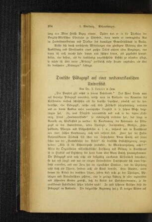 Deutsche Pädagogik auf einer nordamerikanischen Universität