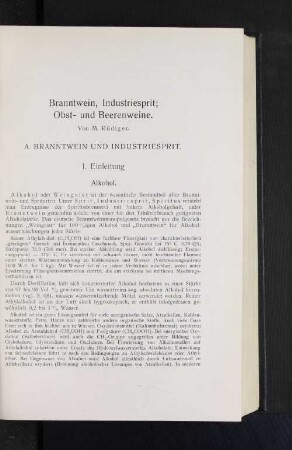 Branntwein, Industriesprit; Obst- und Beerenweine. Von M. Rüdiger.