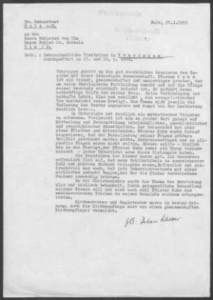Vöhringen: Visitationsbericht mit Pfarrbericht 1954
