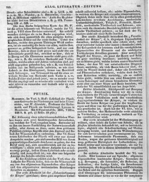 Eisenlohr, W.: Lehrbuch der Physik zum Gebrauche bei Vorlesungen und beim Unterrichte. Mannheim: Hoff 1836