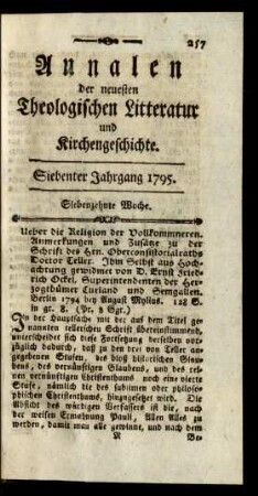 Siebenzehnte Woche