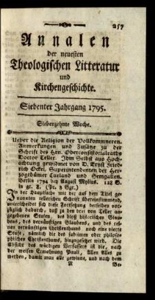 Siebenzehnte Woche