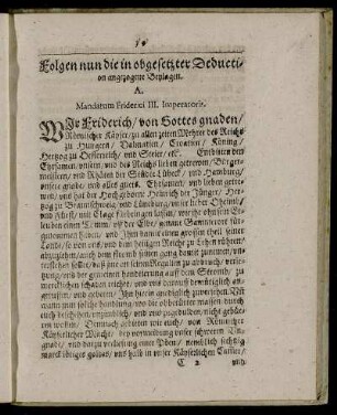 Folgen nun die in obgesetzter Deduction angezogene Beylagen.
