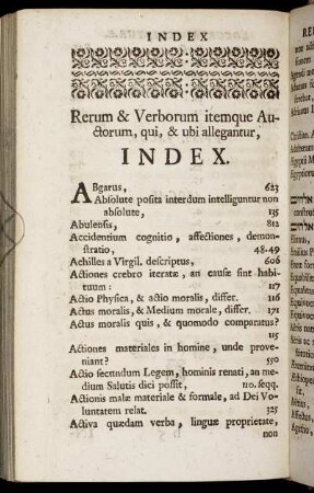 Rerum & Verborum itemque Auctorum, qui, & ubi allegantur, Index.
