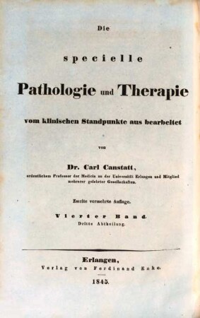 Handbuch der medicinischen Klinik. 4,3, Die specielle Pathologie und Therapie