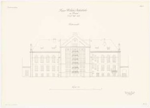 Kaiser-Wilhelm-Bibliothek, Posen: Aufriss Rückansicht 1:100