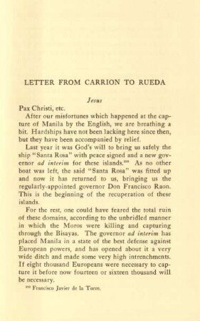 Letter from Carrion to Rueda