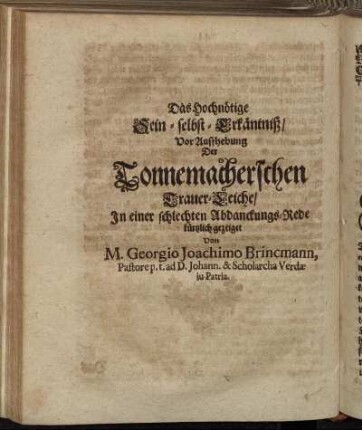 Das Hochnötige Sein-selbst-Erkäntniß