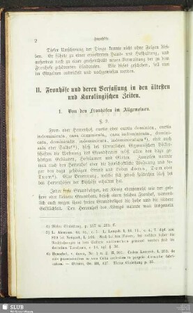 II. Fronhöfe und deren Verfassung in den ältesten und Karolingischen Zeiten. §. 2 - §. 190