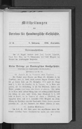 Kleine Beiträge zur Hamburgischen Kunstgeschichte. : (Nachträge zum Hamburgischen Künstler=Lexikon.) (Fortsetzung aus Nr. 8.)
