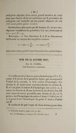Note sur la question 1043.