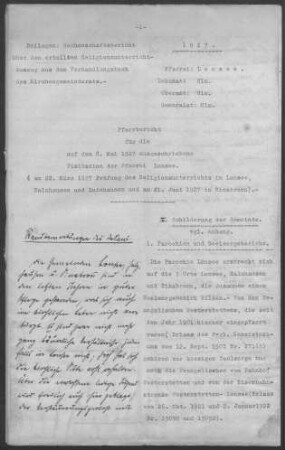 Lonsee mit Halzhausen und Sinabronn: Pfarrbericht 1927