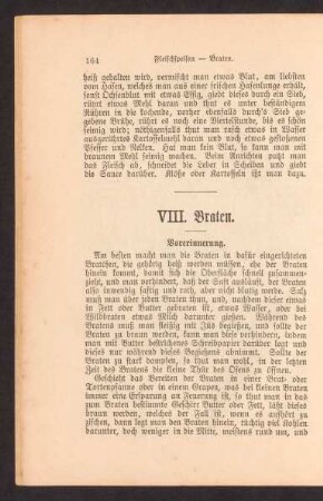 VIII. Braten.