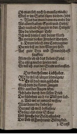 III. Der furchtsame Liebhaber