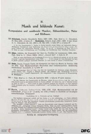 III. Musik und bildende Kunst (Nr. 323-571)