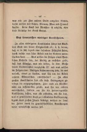 Das Kennzeichen niedriger Kunstschulen.