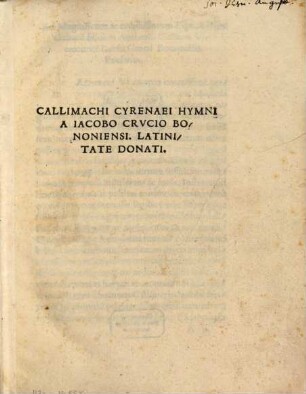 Callimachi Cyrenaei Hymni