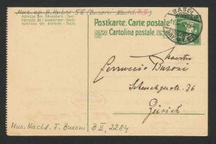 Postkarte an Ferruccio Busoni : 11.02.1917