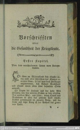 Erstes Kapitel. Von den verschiedenen Arten von Kriegsleuten