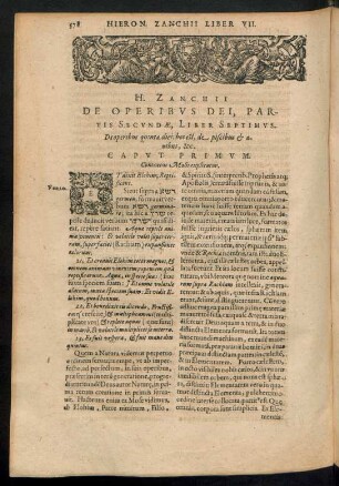 H. Zanchii De Operibus Dei, Partis Secundae, Liber Septimus.
