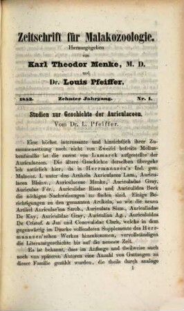 Zeitschrift für Malakozoologie, 10. 1853