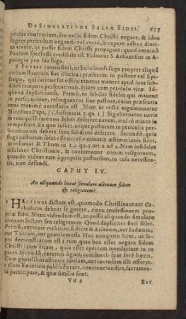 Caput IV. An aliquando liceat simulare alienam fidem & religionem?