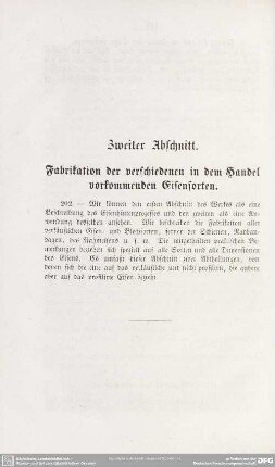 Zweiter Abschnitt. Fabrikation der verschiedenen in dem Handel vorkommenden Eisensorten