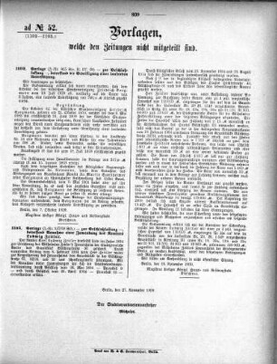 Anlage: ad No.52. (1102-1103.), Vorlagen, welche den Zeitungen nicht mitgeteilt sind
