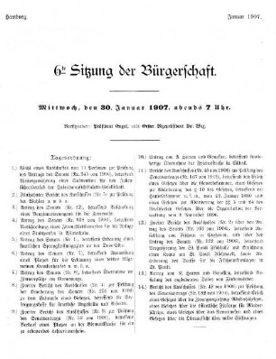 6te Sitzung der Bürgerschaft.