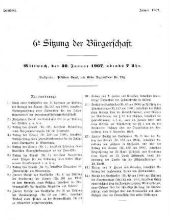 6te Sitzung der Bürgerschaft.