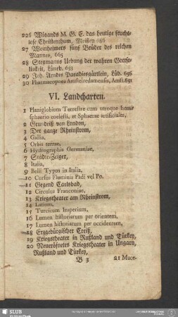 VI. Landcharten