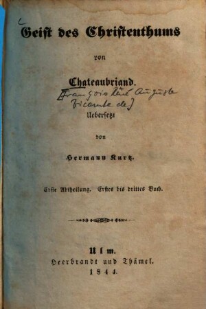 Geist des Christenthums, 1