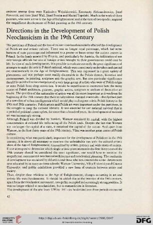Directions in the Development of Polish Neoclassicism in the 19th Century