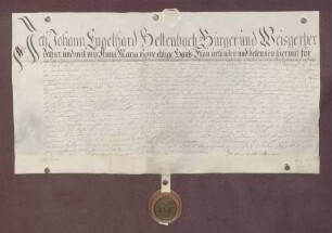 Johann Engelhard Hettenbach verkauft an das Jesuiten-Kolleg zu Heidelberg seine Behausung im Jägergässlein daselbst um 3.100 Gulden.