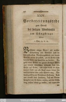 XXIV. Vorbereitungsrede zum Genuß des heiligen Abendmahls am Pfingsttage über 2 Cor. 13. v. 13.