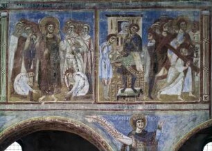 Innendekoration der Basilica di Sant'Angelo in Formis: Szenen aus dem Neuen und Altem Testament und Heiligenviten — Nordwand: Szenen aus dem Leben Christi und Propheten — Unteres Register — Kreuztragung: Der Weg nach Golgatha