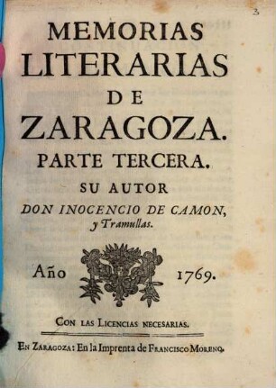 Memorias Literarias de Zaragoza. 3
