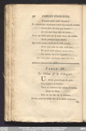 Fable IV. Le Milan & le Villageois.