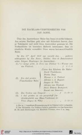 Die Nachlass-Versteigerung von Jan Jansz