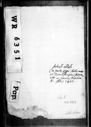 Artikel, die von seiten des Königreichs Böhmen und der Markgrafschaft Mähren dem Konzil zu Basel übergeben worden sind.