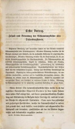 Natürliche Schöpfungsgeschichte : Gemeinverständliche, wissenschaftliche Vorträge über die Entwicklungslehre im Allgemeinen und diejenige von Darwin, Goethe und Lamarck im Besonderen, über die Anwendung derselben auf den Ursprung des Menschen und anderen damit zusammenhängenden Grundfragen der Naturwissenschaft