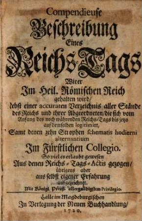 Compendieuse Beschreibung eines Reichs-Tags