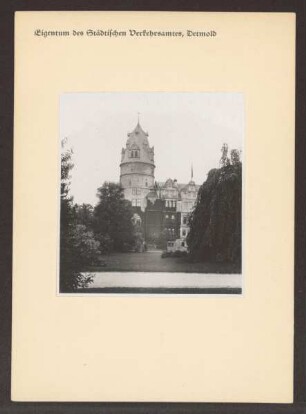 Das Detmolder Schloss, Blick vom Mittelweg. Detmold. Schlossplatz. Papierabzug