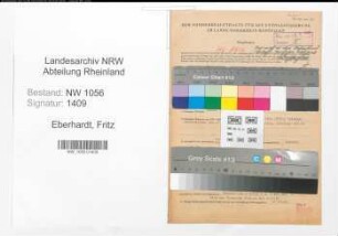 Entnazifizierung Fritz Eberhardt , geb. 10.01.1889 (Lehrer)