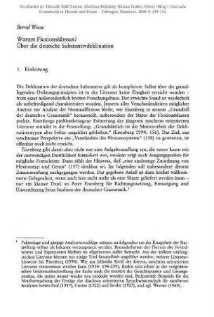 Warum Flexionsklassen? Über die deutsche Substantivflexion