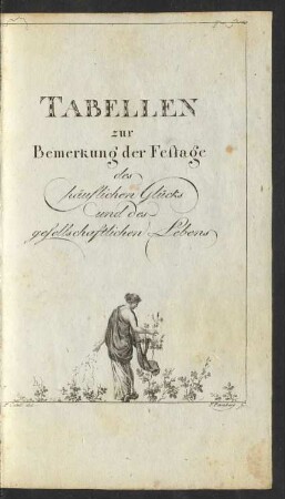 Tabellen zur Bemerkung der Festage des häuslichen Glücks und ds gesellschaftlichen Lebens