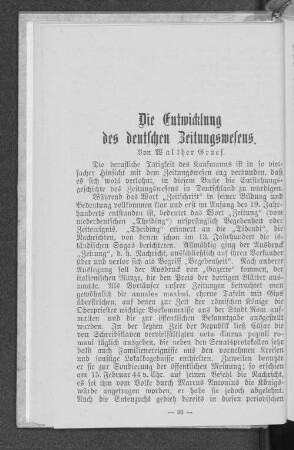 Die Entwicklung des deutschen Zeitungswesens.